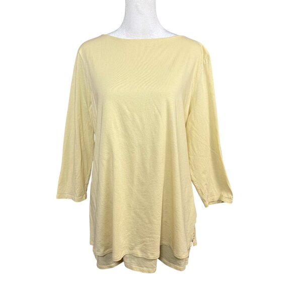 Pure J Jill XL Boat Neck Layered Tunic Butter Yellow 3/4 Sleeve Cotton Modal - Picture 1 of 11